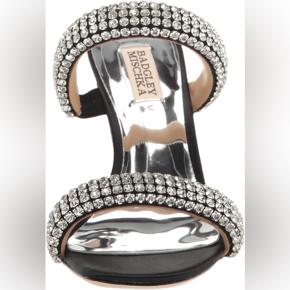 NWOT Badgley Mischka Black Sade Jeweled Double-Band Stiletto Size 7 - Picture 3 of 12